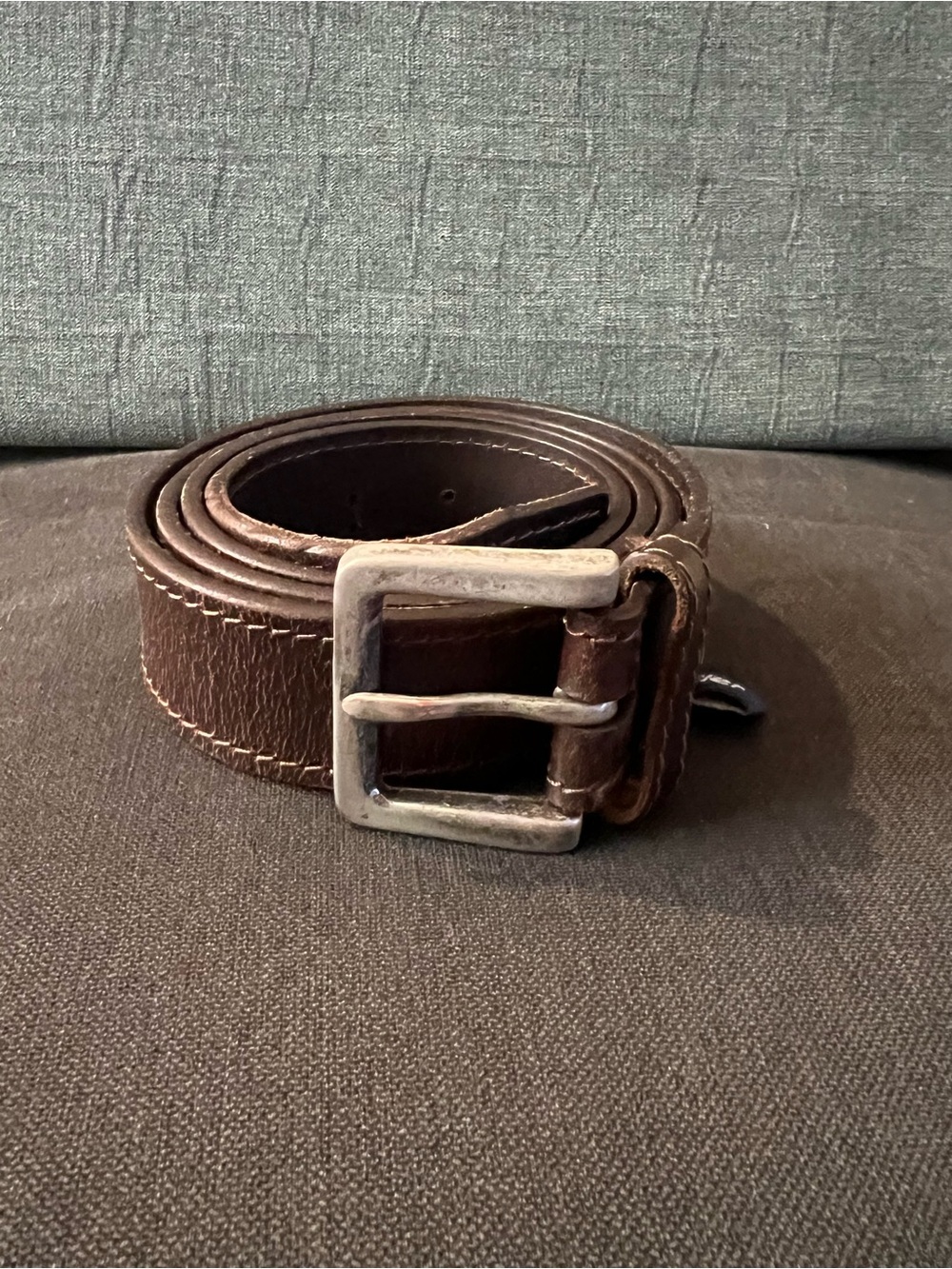 Wrangler Dark Brown Leather Belt with Silver-Tone Buckle